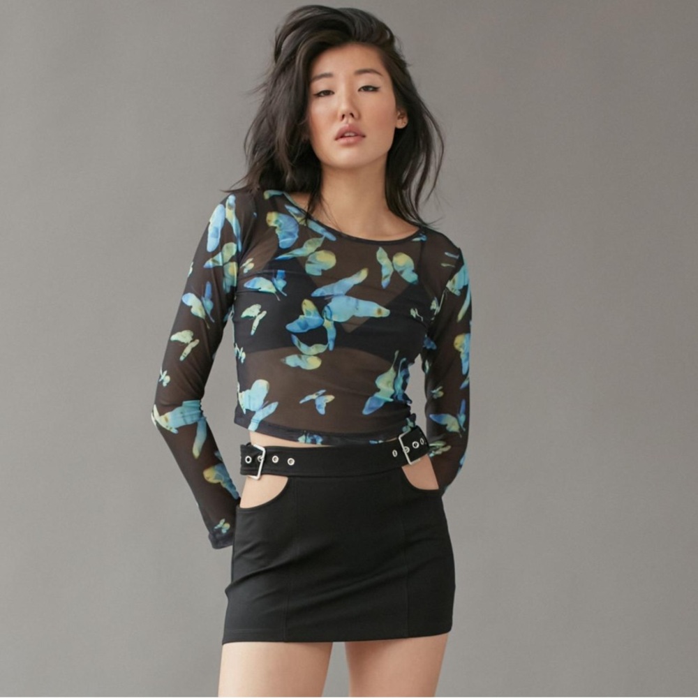 Urban Outfitters Patti Belted Cutout Mini Skirt